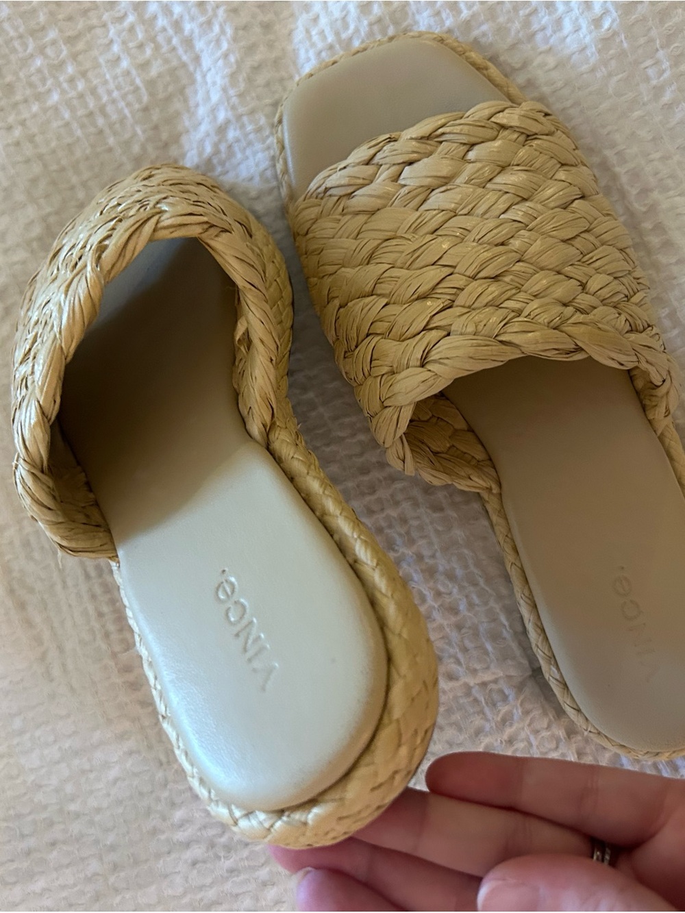 Vince Woven Slide Sandals in Natural - Picture 2 of 4